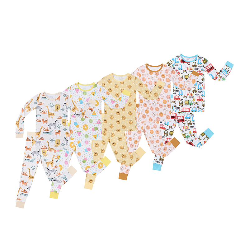 Factory Custom High Quality 2 Pieces Baby Pajamas Set Bamboo Viscose Kids Pajamas Set