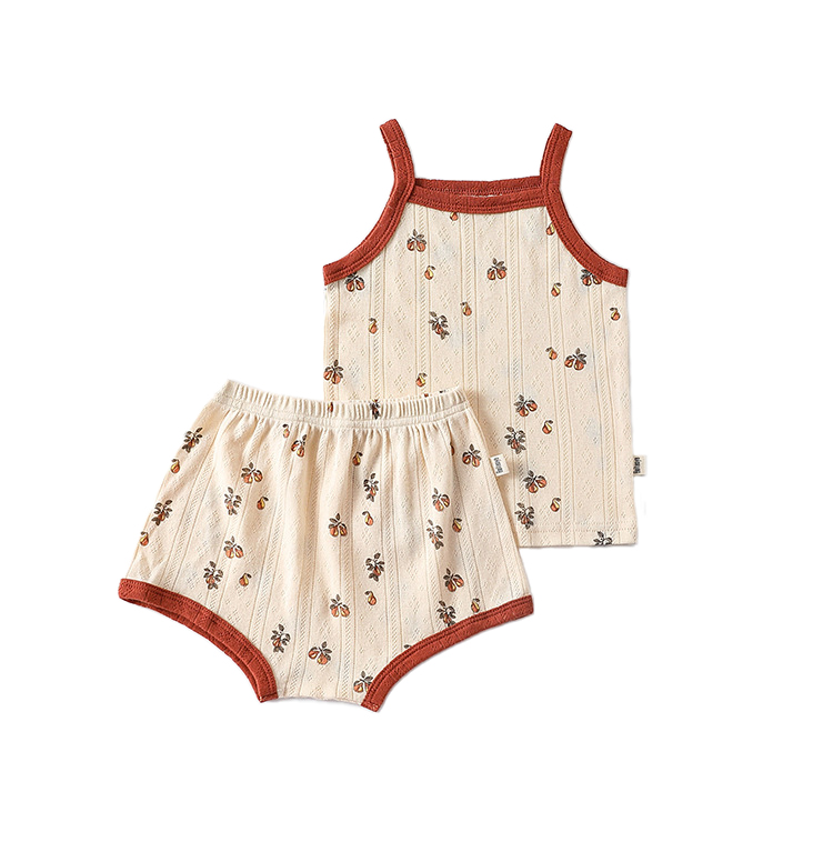 Bamboo Kids Suspenders Shorts Suit Baby Toddler Girls Clothing Sets Sleeveless Summer Floral Two-Piece Set