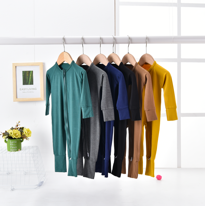 Custom Printed Baby Kid Children Zipper Romper Bamboo Spandex Fabric Jumpsuit Pjs Romper Sleepwear Onesie - Image 2