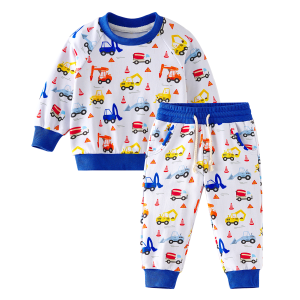 Printing Pattern Long Sleeve Bamboo Baby Jogger Set Children Sweatshirt and Drawstring Sweatpants Clothes Toddler Sweatsuit Set