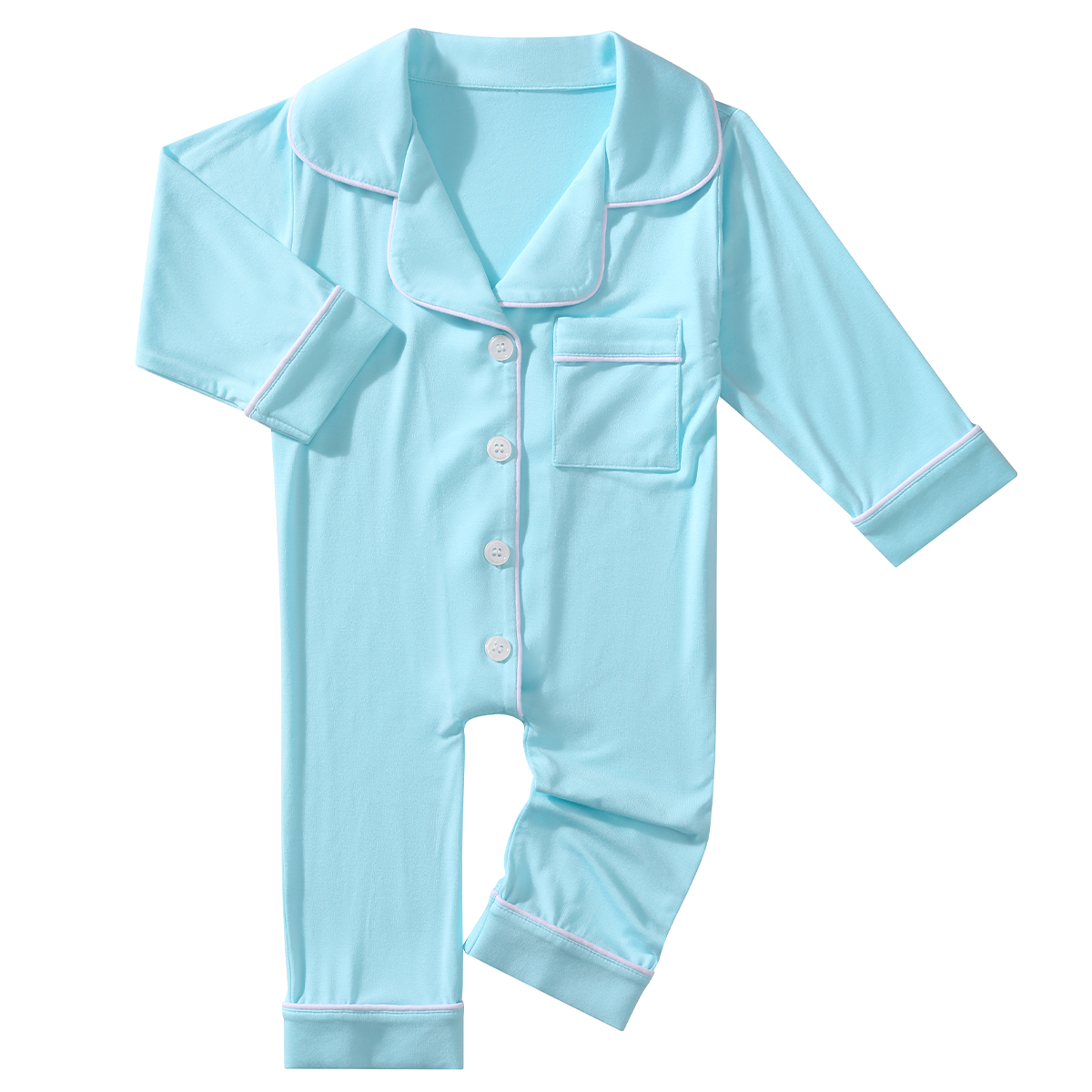 Custom Solid Color Button up Baby Pajamas Romper Infant Newborn One Piece Sleeping Clothes Jumpsuit Bamboo Fabric Kids Onesie - Image 4