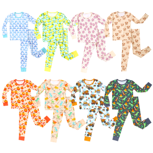 Custom Print Organic Bamboo Baby Toddler Sleepwear Two Pieces Pjs Clothing Set Kid Pajamas Set