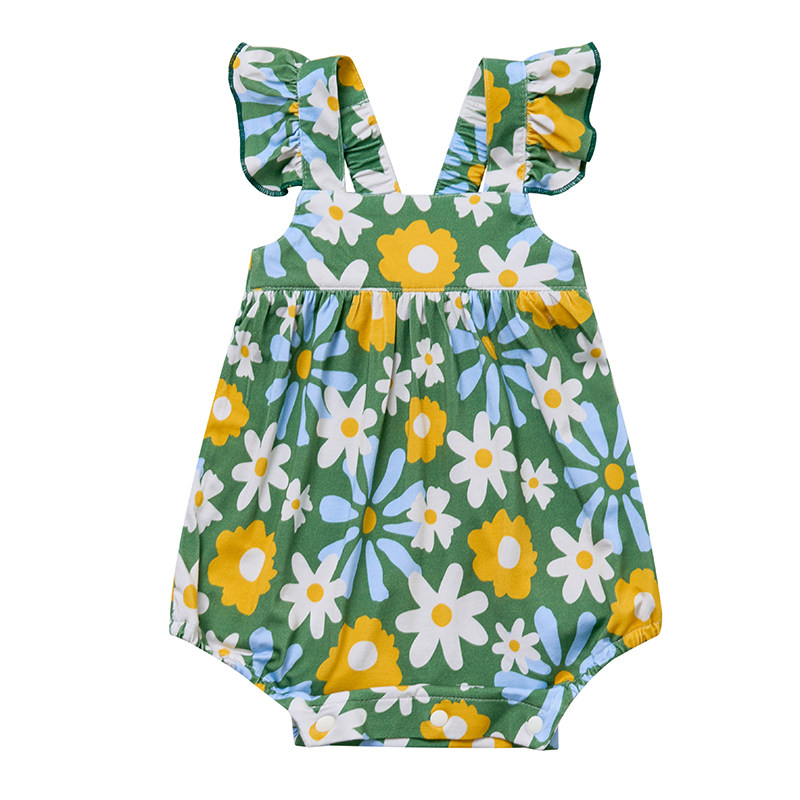 Custom Sleeveless Summer Infant Bodysuits Bamboo Toddler Cute Ruffle Strap Baby Girl Romper Ruffle Style Rompers for Baby Girl - Image 4