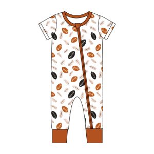 Printing Pattern Bamboo Spandex Baby Romper Sleepwear One Piece Two Way Zipper Bodysuit Sleeper Short Sleeve Infant Onesie