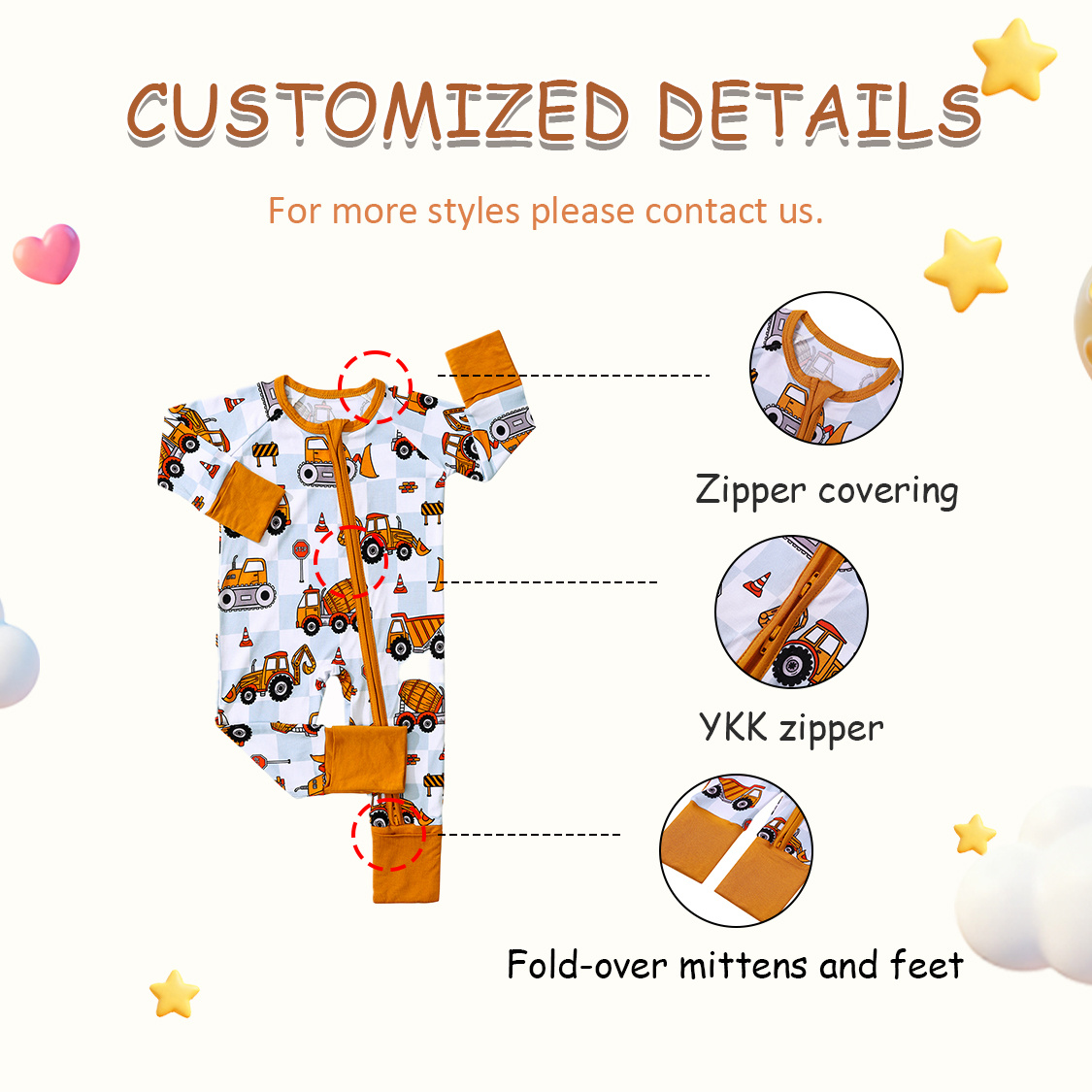 Custom Unisex Summer Long Sleeve Newborn Baby Solid Color Print 95% Bamboo 5% Spandex Onesie Bodysuits Clothes - Image 3