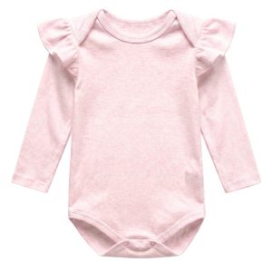 Customized Bamboo Spandex Children Unisex Onesie Pajama Ruffle Long Sleeve Solid Newborn One Piece Bodysuit Sleepwear Kid Romper