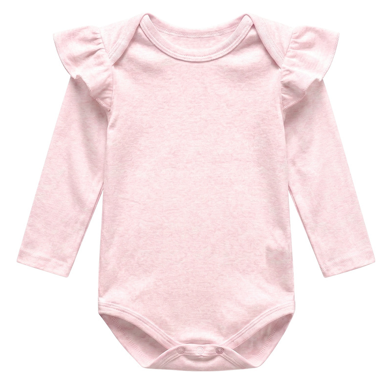 Customized Bamboo Spandex Children Unisex Onesie Pajama Ruffle Long Sleeve Solid Newborn One Piece Bodysuit Sleepwear Kid Romper