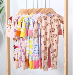 Custom Print Viscose Bamboo Baby Pajamas Onesie Rompers Kid Clothes Toddler Pajamas Sleepwear Clothing for Baby