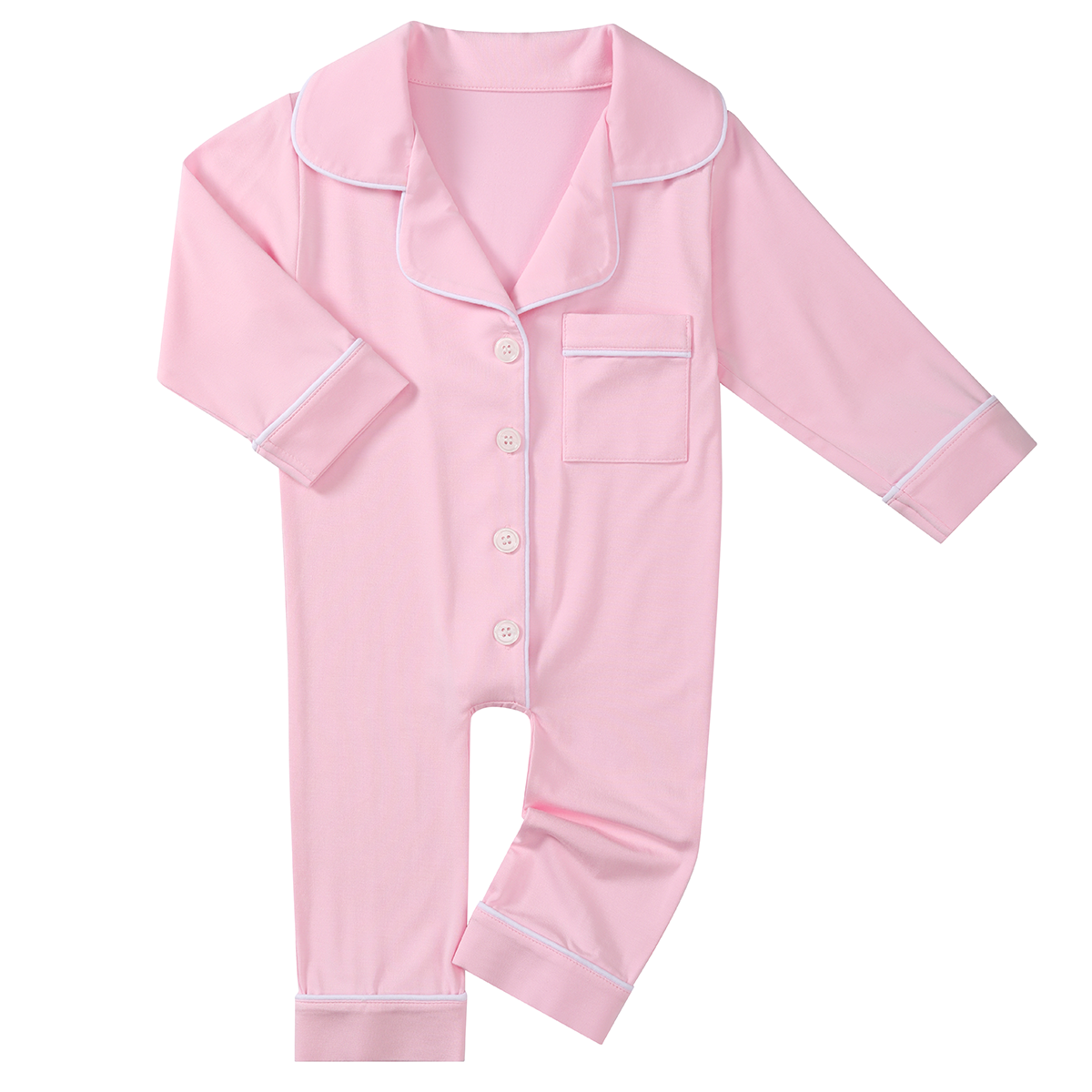 Custom Solid Color Button up Baby Pajamas Romper Infant Newborn One Piece Sleeping Clothes Jumpsuit Bamboo Fabric Kids Onesie - Image 6