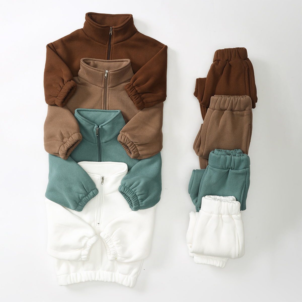 OEM Baby Solid Color Tracksuit Set Organic Cotton Children Boys Girls Clothing Casual Style Toddler Tracksuit Kids Jogger Set - Image 3