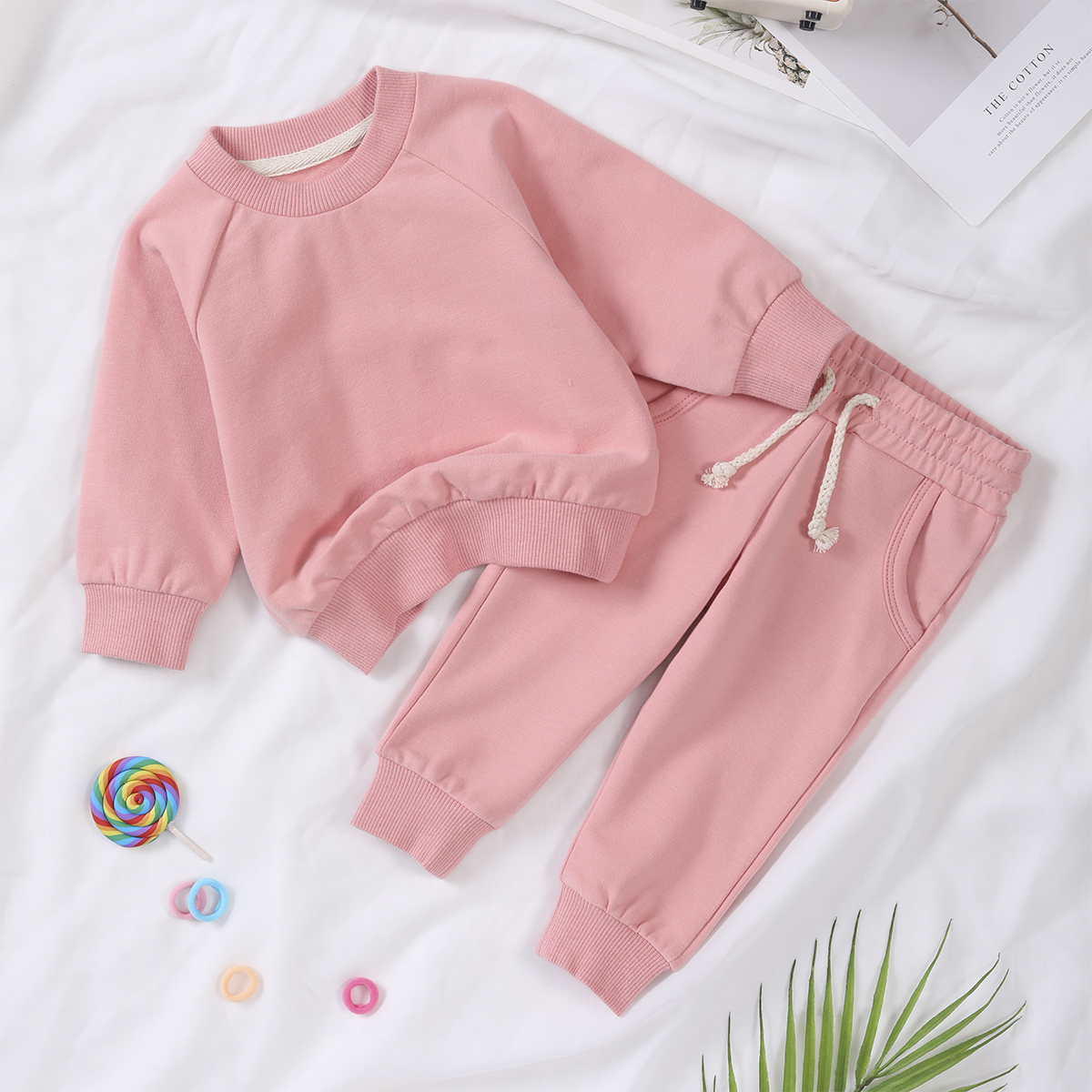 Custom Logo Kid Tollder Organic Cotton French Terry Joggers Sets Baby Children's Sweatshirt Jumper Tracksuits Hoodies for Kids - Image 4