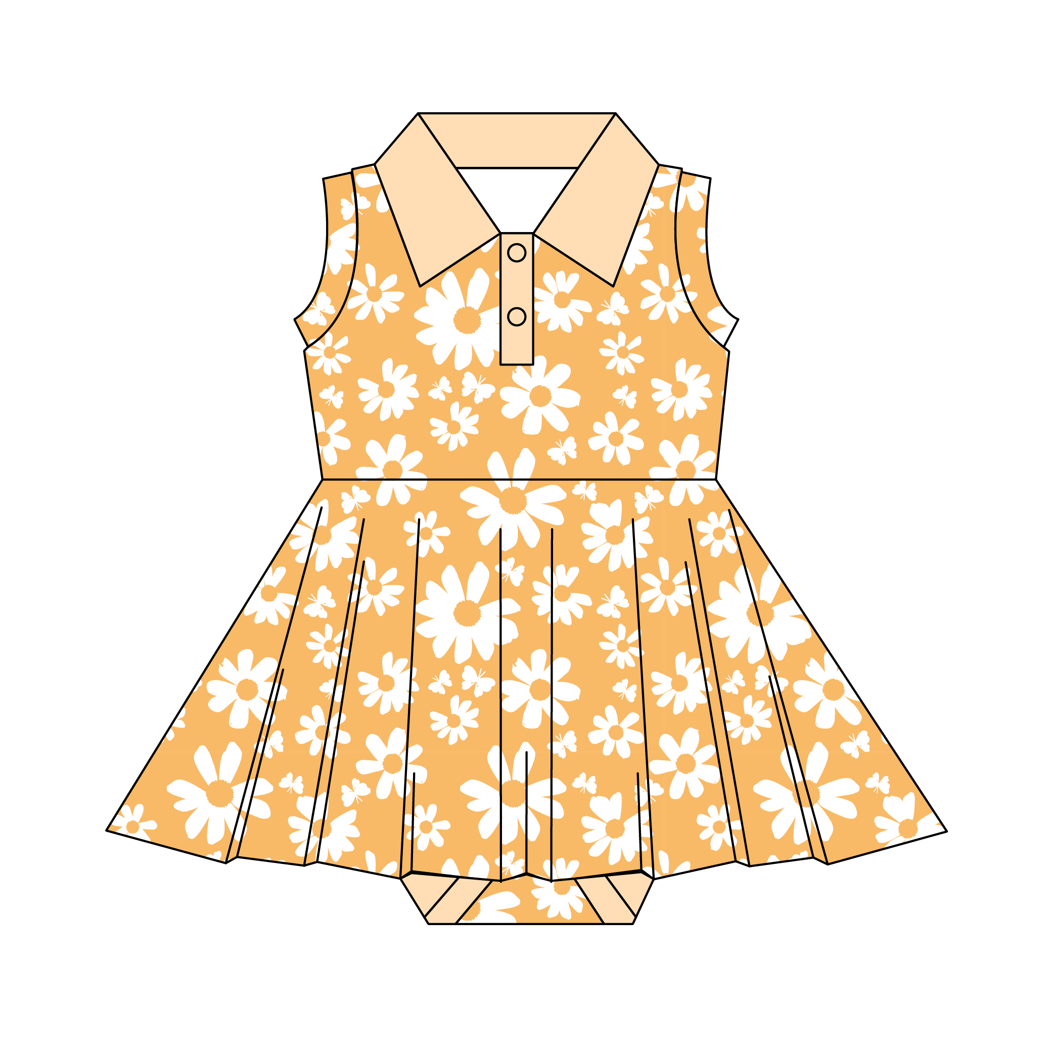 Hot Selling Print Sweet Girls Polo Bodysuit Dress Sleeveless One Piece Soft Jumpsuit Sleeper Clothes Baby Girls Romper Dress - Image 2