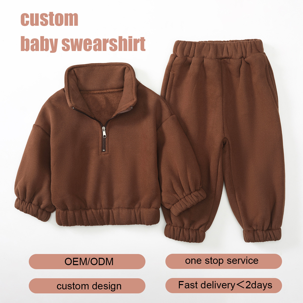 Custom Organic Cotton Solid Color Baby Tracksuit Set Soft Long Sleeve Children Outfits Sweatsuit Sets Kids Winter Joggers - Image 5