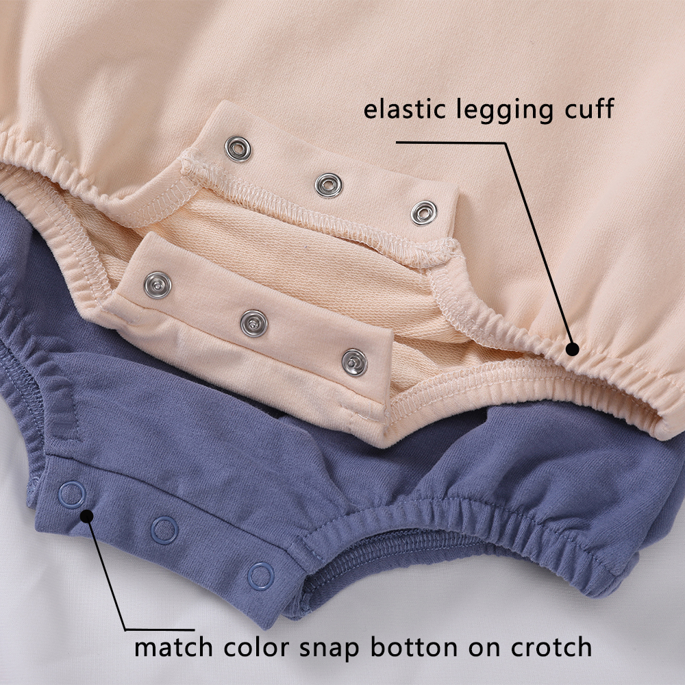 Customized French Terry Organic Cotton Sweatshirt Romper Solid Color Baby Onesie Ready to Ship Kids Bubble Bodysuit - Image 6