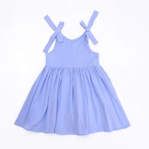 Adjustable Strap Bamboo Sleeveless Baby Girl Dresses Solid Color Summer Twirl Kids Party Princess Dresses for Girls