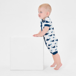 Wholesale Custom Print Bamboo Baby Romper Fabric Baby Infant Zipper Clothes Onesie Bamboo Viscose Toddler  Sleep