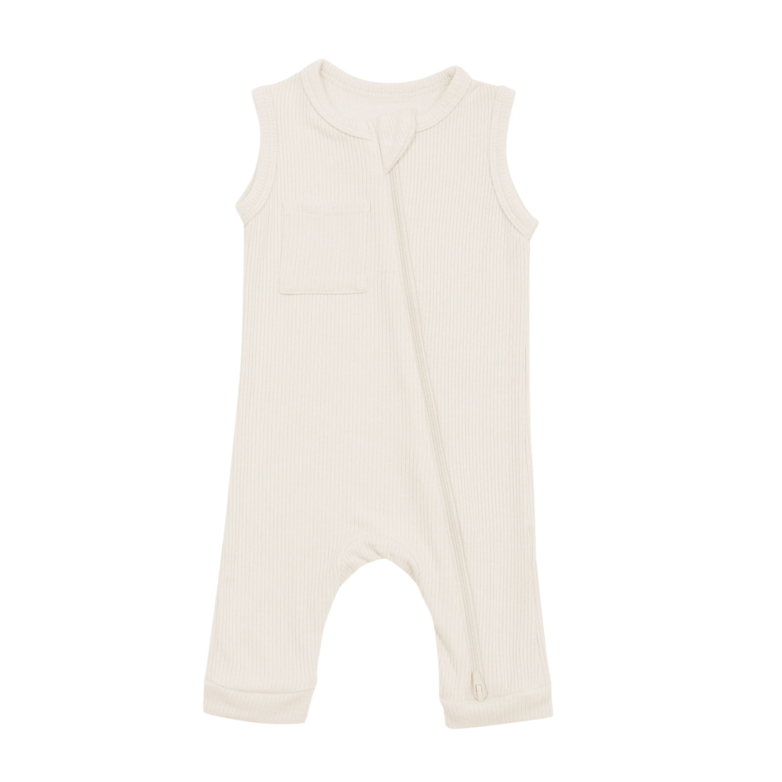 High Quality Solid Baby Romper Sleeveless Ribbed One Piece Sleepwear Pajama Bodysuit Two Way Zipper Sleeper Cloth Infant Onesie - Image 2