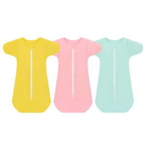 Customize Print Spring Summer Knitted Soft Plain Solid Newborn Baby Sleeping Bag Bamboo Swaddle Sleep Sack with Zipper
