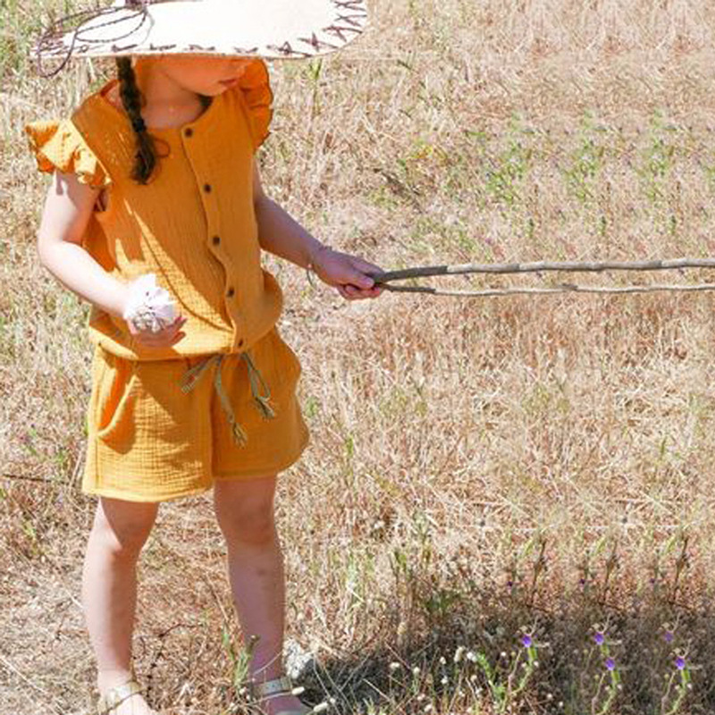 NEW Muslin Baby Clothes Sleeveless Baby Jumpsuit Children Short Romper Cotton Gauze Fly Sleeve Kids Girls One-Piece Clothing - Image 2