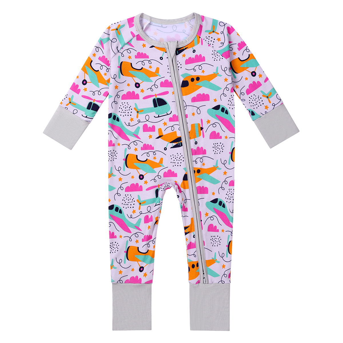 Custom Unisex Summer Long Sleeve Newborn Baby Solid Color Print 95% Bamboo 5% Spandex Onesie Bodysuits Clothes