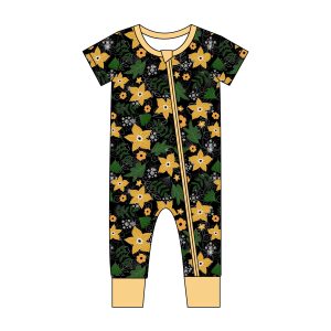 Custom 95% Bamboo 5% Spandex Newborn Onesie Bodysuit Two Way Zipper Short Sleeve Kids One Piece Sleepwear Pajama Baby Romper