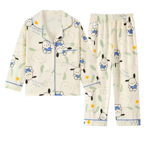 Customized Patterns Children Girls Loungewear Women Soft Bamboo Fabric Long Sleeve Two Pieces Nightwear Pyjamas Baby Pajama Sets