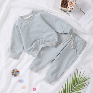Custom Pattern 1 MOQ Baby Organic Cotton French Terry Hoodies & Sweatshirts Kid Joggers Hoodie Tracksuit Sets for Kids